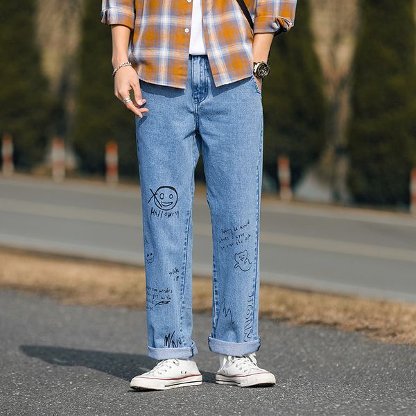 spring japan men's jeans 2020 oversize fashion printed straight pants man casual harem denim pants bottoms vaqueros hombre 2020, Blue
spring japan men's jeans 2020 oversize fashion printed straight pants man casual harem denim pants bottoms vaqueros hombre 2020, Blue