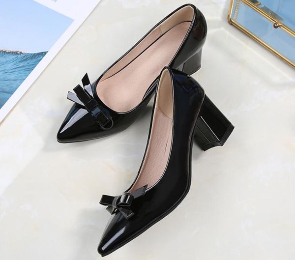 2019 women's shoes in spring and autumn with new style high heel coarse heel pointed end bowknot@6002, Black
2019 women's shoes in spring and autumn with new style high heel coarse heel pointed end bowknot@6002, Black