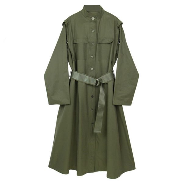 2019 new straight stand collar bandage casual ladies windbreaker spring long type coat with belt q044, Tan;black
2019 new straight stand collar bandage casual ladies windbreaker spring long type coat with belt q044, Tan;black