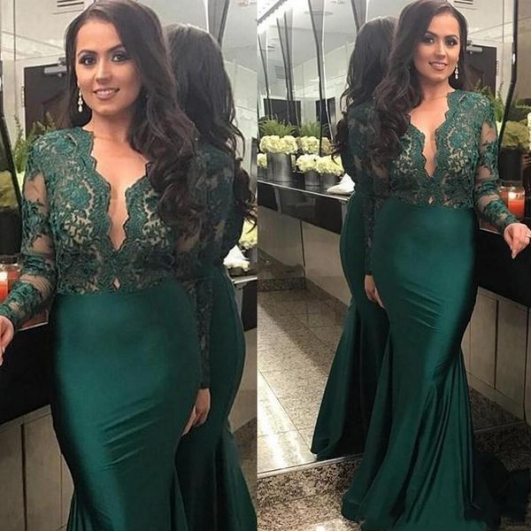 2019 hunter green lace mermaid evening dresses long sleeve prom gowns vestido formal gowns vestido de noite, Black;red
2019 hunter green lace mermaid evening dresses long sleeve prom gowns vestido formal gowns vestido de noite, Black;red