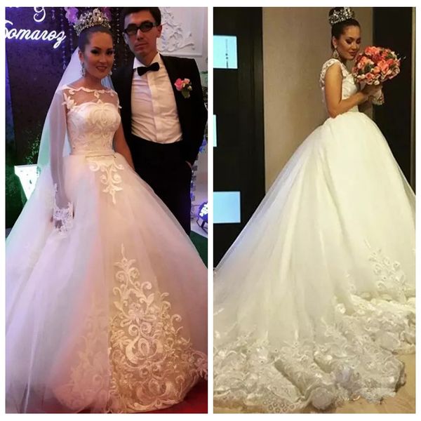 amazing sheer lace appliques wedding dresses tulle 2019 vestidos de novia plus size long sleeves bridal gowns custom robe de marriage, White
amazing sheer lace appliques wedding dresses tulle 2019 vestidos de novia plus size long sleeves bridal gowns custom robe de marriage, White