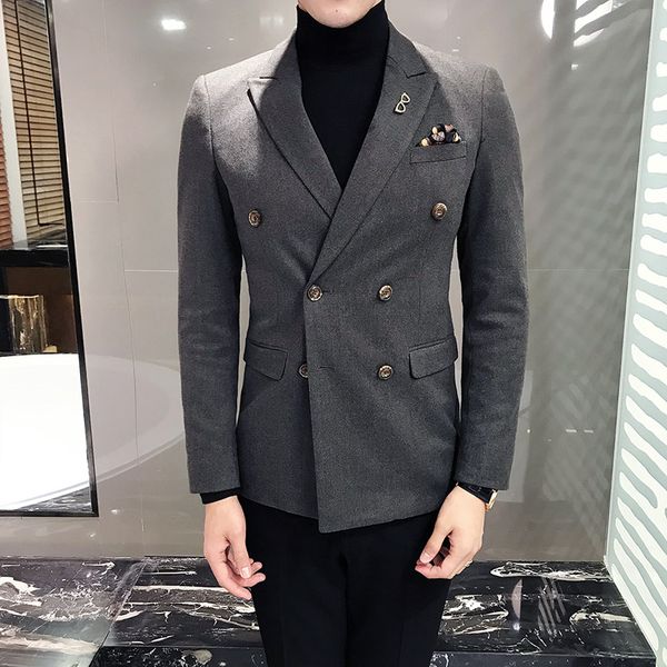 2018 new double-breasted suit men's groom married korean slim groomsman dress casual england night small suit, White;black
2018 new double-breasted suit men's groom married korean slim groomsman dress casual england night small suit, White;black