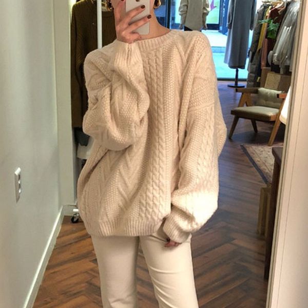 2020 корейских женщин моды свитер и пуловер осень зима твердый толстый теплый свитер вязаный элегантный случайные свободные ретро, White;black
2020 корейских женщин моды свитер и пуловер осень зима твердый толстый теплый свитер вязаный элегантный случайные свободные ретро, White;black