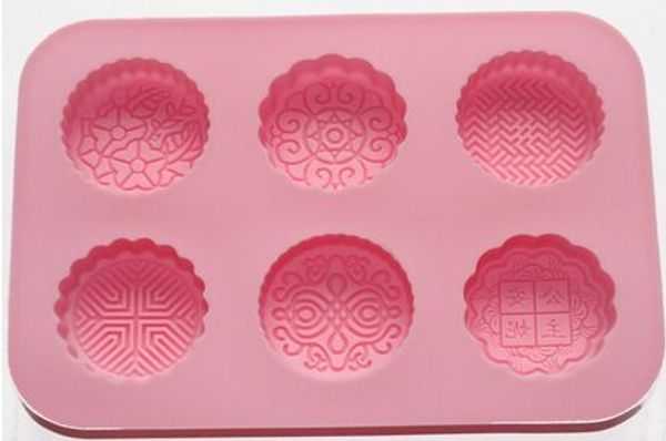 6-cavity round mooncake chocolate muffin cupcake soap silicone mold pan tray 
6-cavity round mooncake chocolate muffin cupcake soap silicone mold pan tray