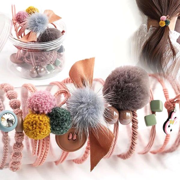 10pcs/box fashion hair rubber band headwear set for women simple solid color ponytail holder fur ball headbands headdress girls
10pcs/box fashion hair rubber band headwear set for women simple solid color ponytail holder fur ball headbands headdress girls