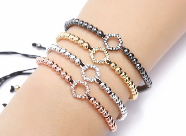 gold silver micro pave cz cubic zirconia rope adjusted copper beads bracelet sxgh3 hexagon charm braided bangles women, Black
gold silver micro pave cz cubic zirconia rope adjusted copper beads bracelet sxgh3 hexagon charm braided bangles women, Black