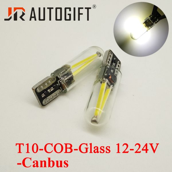

2x w5w canbus led t10 cob glass car lights filament automobiles 12v to 24v no error dome bulb side lamp car styling