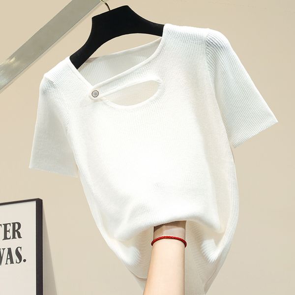 2020 new summer hollow out neck t-shirt women loose ice silk short sleeve knitting shirts bottom shirt girls tshirt tees, White
2020 new summer hollow out neck t-shirt women loose ice silk short sleeve knitting shirts bottom shirt girls tshirt tees, White