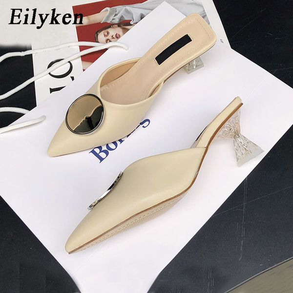 eilyken fashion metal round buckle pointed toe women slipper summer outdoor sandal strange style transparent heel dress pumps, Black
eilyken fashion metal round buckle pointed toe women slipper summer outdoor sandal strange style transparent heel dress pumps, Black