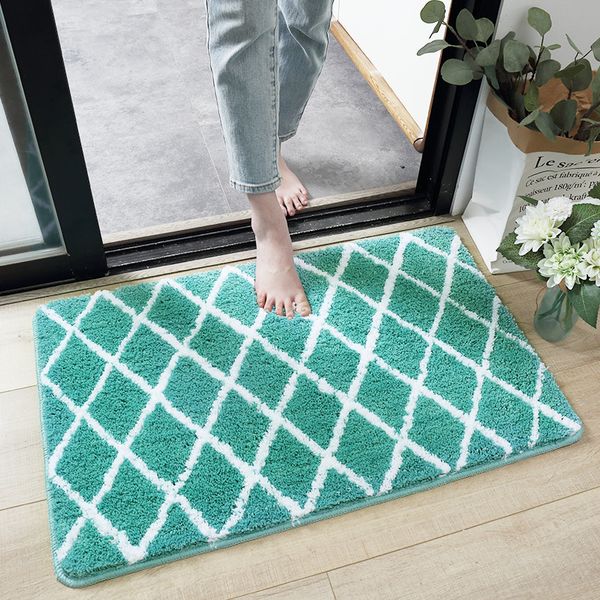 

plain diamond flocking home entrance mat bathroom bedroom door non-slip anti-slip foot pad