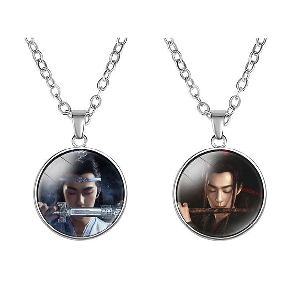 

wei wuxian lan wangji chen qing ling glass gem necklace the untamed xiao zhan wang yibo necklace pendant fans collection gifts, Silver