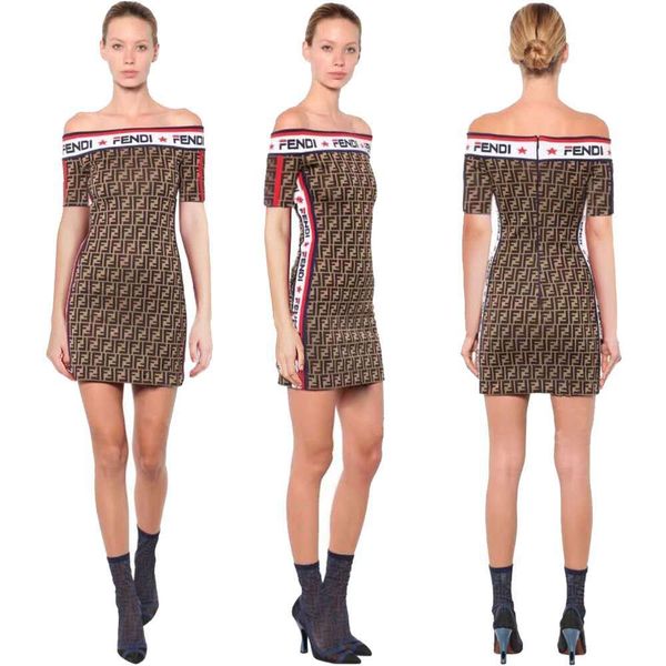 Women FF Letters Luxury Dress Summer Fashion Slash Neck Straight Dress Summer Short Sleeved Dress
Women FF Letters Luxury Dress Summer Fashion Slash Neck Straight Dress Summer Short Sleeved Dress