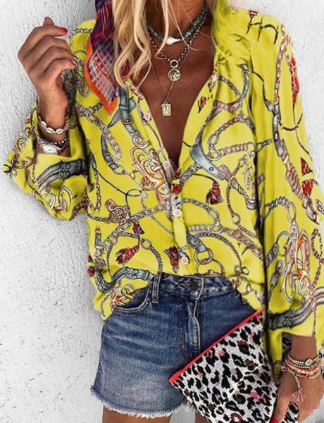 designer chain printed womens shirts fashion plus size long sleeve blouses casual single breasted womens, White
designer chain printed womens shirts fashion plus size long sleeve blouses casual single breasted womens, White