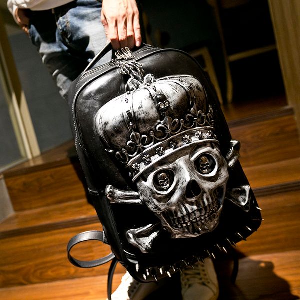 fashion personality punk skull rivet backpacks men and women casual shoulder bags large space pu leather backpack skeleton packs
fashion personality punk skull rivet backpacks men and women casual shoulder bags large space pu leather backpack skeleton packs