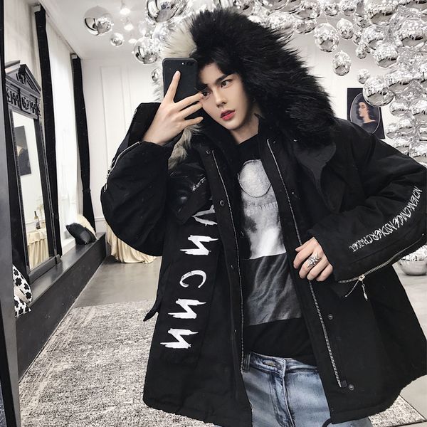 winter new coat men's warm thick fashion parka men letters printed casual hooded coat man streetwear wild loose cotton jacket, Black
winter new coat men's warm thick fashion parka men letters printed casual hooded coat man streetwear wild loose cotton jacket, Black