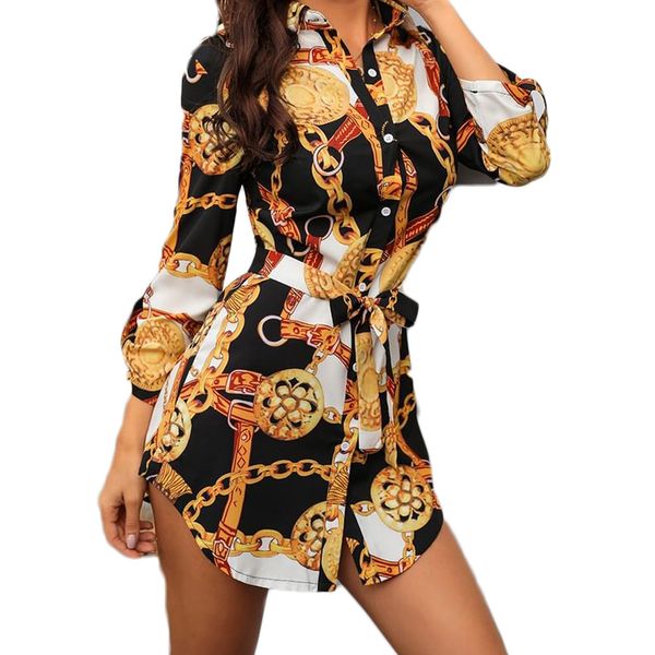 new print ladies dress nightclub lace short dress bend hem chain print belt casual shirt variety optional, Black;gray
new print ladies dress nightclub lace short dress bend hem chain print belt casual shirt variety optional, Black;gray