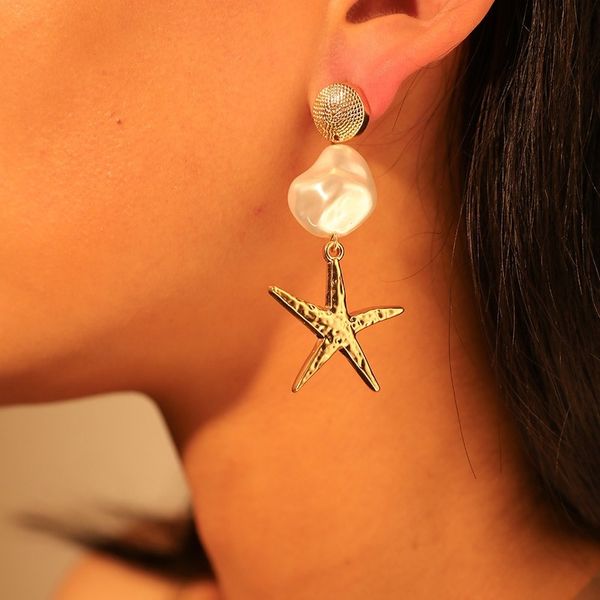 europe and the united states ocean series ins wind starfish shell imitation pearl earrings for women star earrings weird, Golden;silver
europe and the united states ocean series ins wind starfish shell imitation pearl earrings for women star earrings weird, Golden;silver