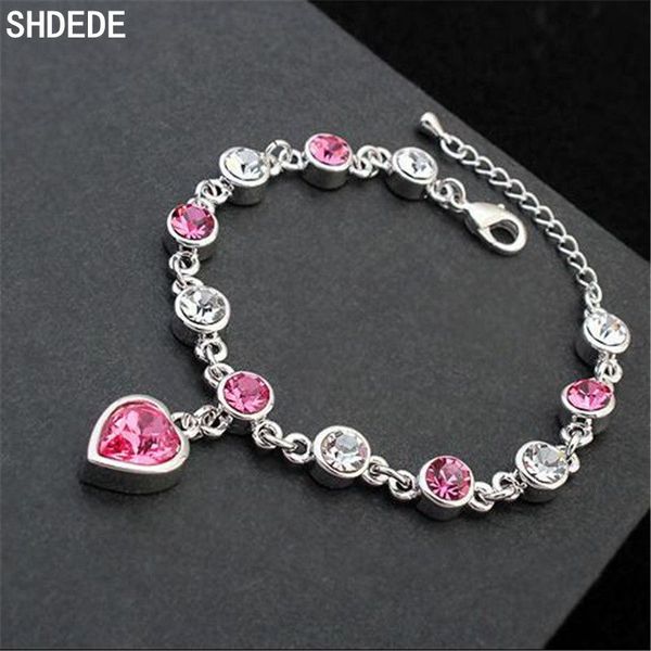 

shdede heart pendants charm bracelets for women austrian crystal bride wedding party jewelry friendship gift -22805, White