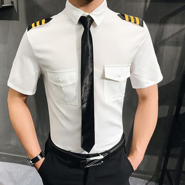 new arrival fashion air force shirt men aviation uniform show short sleeve plus size handsome slim fit camisa social masculina, White;black
new arrival fashion air force shirt men aviation uniform show short sleeve plus size handsome slim fit camisa social masculina, White;black