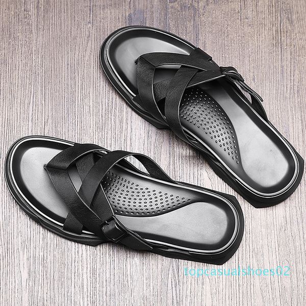 anti-skid cowhide summer genuine leather flip-flops male outer casual sandals outdoor mens slippers beach outdoor t02, Black
anti-skid cowhide summer genuine leather flip-flops male outer casual sandals outdoor mens slippers beach outdoor t02, Black
