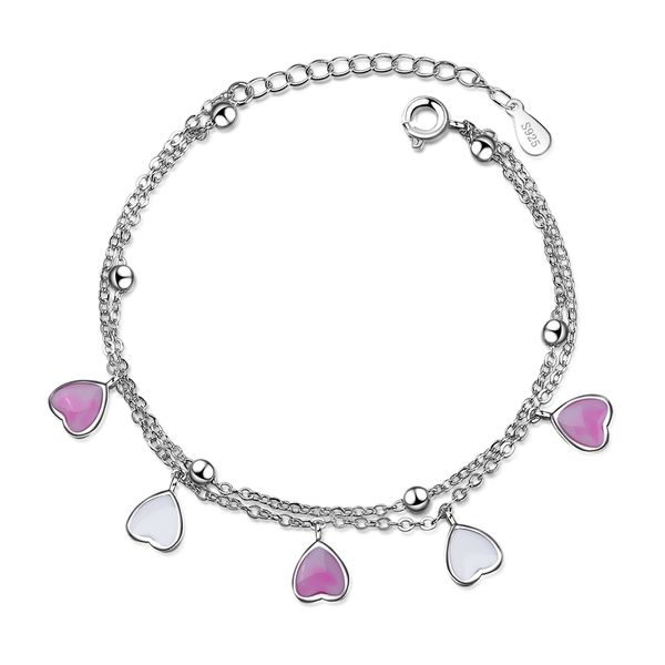 anenjery 925 sterling silver charming heart bracelets double layer chain cherry blossom bracelets jewelry s-b262, Black
anenjery 925 sterling silver charming heart bracelets double layer chain cherry blossom bracelets jewelry s-b262, Black