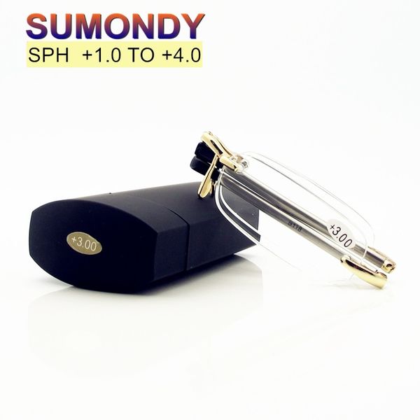sumondy high end rimless folding reading glasses dioptre +1.0 to +4.0 women men fatigue resistance presbyopic eyeglasses r124, White;black
sumondy high end rimless folding reading glasses dioptre +1.0 to +4.0 women men fatigue resistance presbyopic eyeglasses r124, White;black