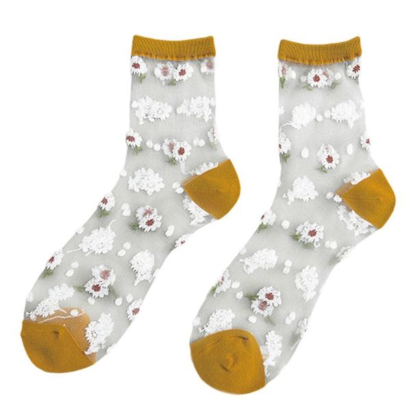 women ultra-thin transparent glass fiber ankle socks sweet daisy floral hosiery d08e, Black;white
women ultra-thin transparent glass fiber ankle socks sweet daisy floral hosiery d08e, Black;white