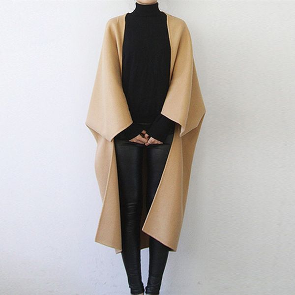women's cashmere coat 2016 women coat solid long sleeve open stitch korean winter cloak wool outwear 3 color wholesale g528, Black
women's cashmere coat 2016 women coat solid long sleeve open stitch korean winter cloak wool outwear 3 color wholesale g528, Black