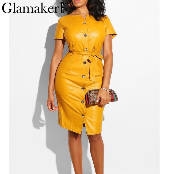 casual dresses glamaker pu leather v neck christmas dress women high waist belt party winter buttons bodycon elegant vestidos, Black;gray
casual dresses glamaker pu leather v neck christmas dress women high waist belt party winter buttons bodycon elegant vestidos, Black;gray