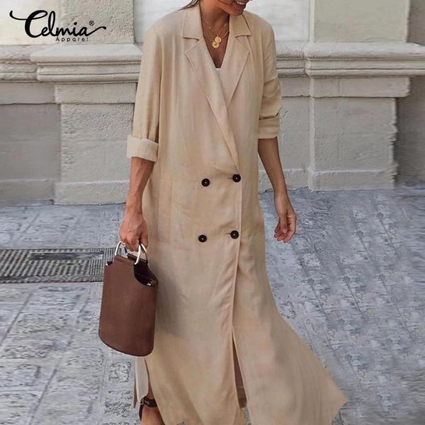 women v-neck long maxi dress 2019 celmia autumn winter dresses blazer dress suits casual elegant office ladies vestidos 5xl, Black;gray
women v-neck long maxi dress 2019 celmia autumn winter dresses blazer dress suits casual elegant office ladies vestidos 5xl, Black;gray