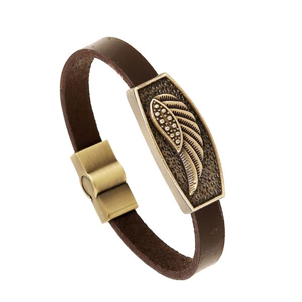 vintage feather charm bracelets for men women cuff bracelets & bangles leather bronze alloy magnetic buckle fashion jewelry, White
vintage feather charm bracelets for men women cuff bracelets & bangles leather bronze alloy magnetic buckle fashion jewelry, White