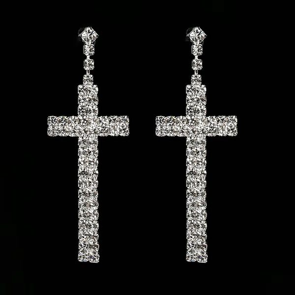 iced out cross dangle earrings for women luxury designer bling diamond christian dangling earrings bridal wedding engagement jewelry gift, Silver
iced out cross dangle earrings for women luxury designer bling diamond christian dangling earrings bridal wedding engagement jewelry gift, Silver