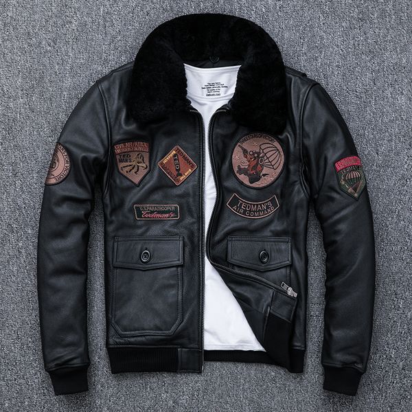 2019 cowhide leather jacket with thick wool collar and cotton jacket for men, Black
2019 cowhide leather jacket with thick wool collar and cotton jacket for men, Black