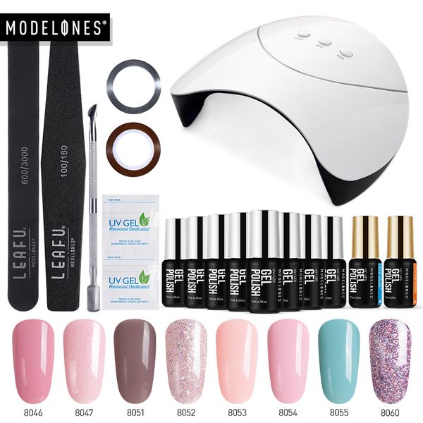 modelones 36w led lamp nail art manicure tools set smart sensor uv lamp nail cure machine 8pcs semi permanent hybrid varnish kit
modelones 36w led lamp nail art manicure tools set smart sensor uv lamp nail cure machine 8pcs semi permanent hybrid varnish kit