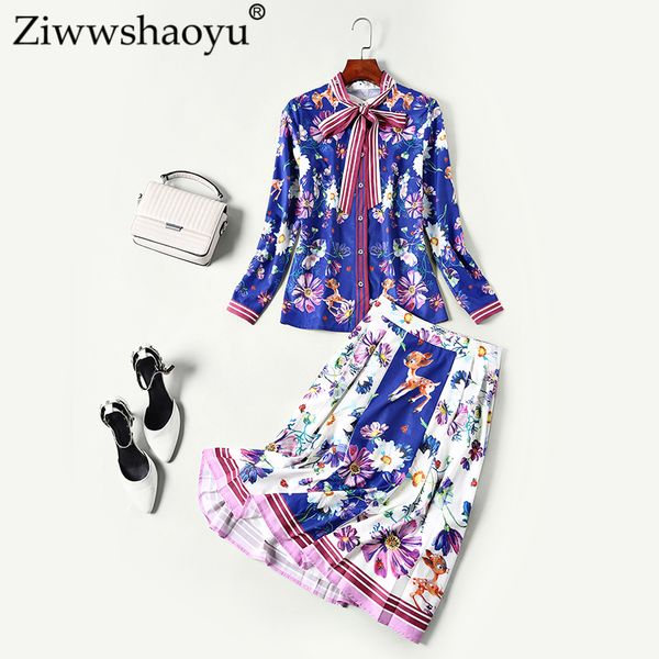 ziwwshaoyu europe and the united states 2018 autumn new two-piece vintage bow print shirt draped half skirt two-piece suit, Gray
ziwwshaoyu europe and the united states 2018 autumn new two-piece vintage bow print shirt draped half skirt two-piece suit, Gray