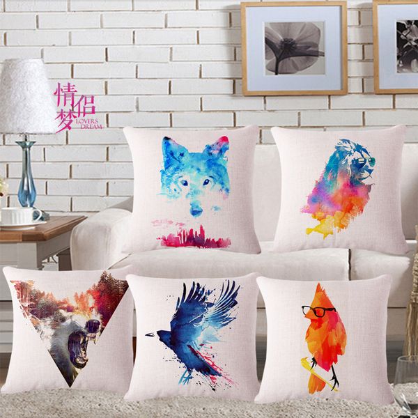 originality watercolor animal cotton flax pillow back cushion loose coat 
originality watercolor animal cotton flax pillow back cushion loose coat