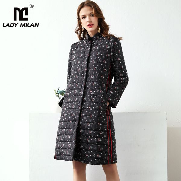 women's runway coats stand collar long sleeves floral printed striped fashion casual cotton long parkas winter outerwear, Black
women's runway coats stand collar long sleeves floral printed striped fashion casual cotton long parkas winter outerwear, Black