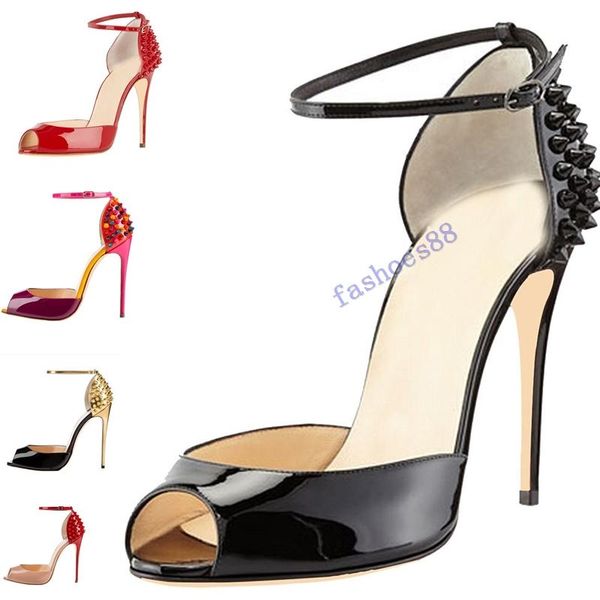 2020 new women fashion rivets high heels dress peep toes shoes super high heel sandals spiked studded red bottom pumps 10cm size 34 -42, Black
2020 new women fashion rivets high heels dress peep toes shoes super high heel sandals spiked studded red bottom pumps 10cm size 34 -42, Black