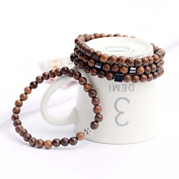 oiquei buddhist prayer classic 6mm natural wood bracelet men handmade geometric cross metal beads strand bracelet hommes jewelry, Black
oiquei buddhist prayer classic 6mm natural wood bracelet men handmade geometric cross metal beads strand bracelet hommes jewelry, Black