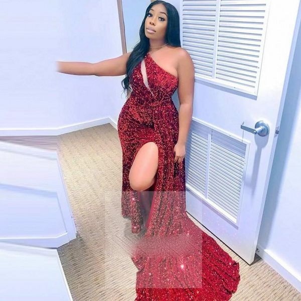 2020 red sequined prom dresses one shoulder black girls formal wear side split evening dress mermaid women gowns vestidos cocktail dresses
2020 red sequined prom dresses one shoulder black girls formal wear side split evening dress mermaid women gowns vestidos cocktail dresses