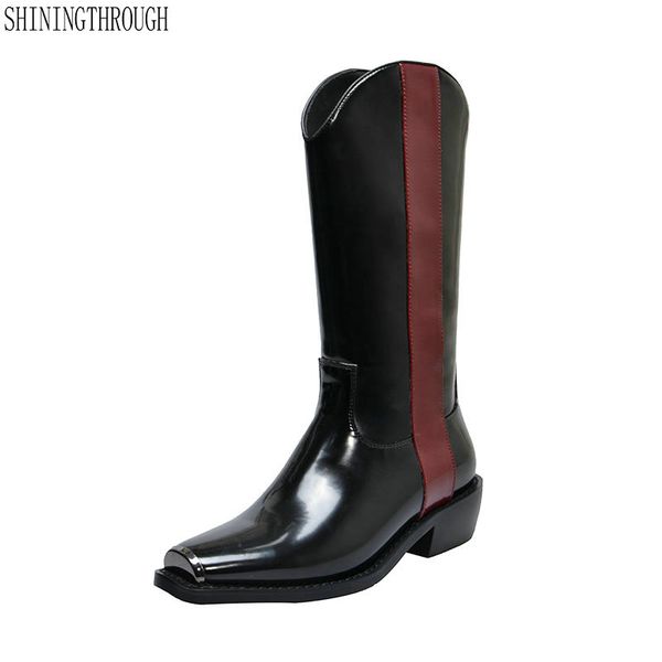 100% cow leather boots woman 4cm med square heels women mid-calf boots metal toe spring autumn casual shoes woman, Black
100% cow leather boots woman 4cm med square heels women mid-calf boots metal toe spring autumn casual shoes woman, Black