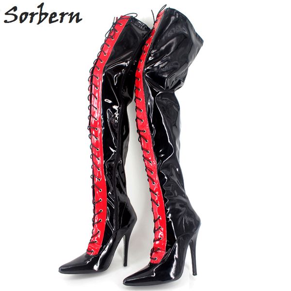 sorbern women's fetish high heels pointed toe stiletto lace-up gothic boots ladies shoes size 12 heeled boots for women, Black
sorbern women's fetish high heels pointed toe stiletto lace-up gothic boots ladies shoes size 12 heeled boots for women, Black