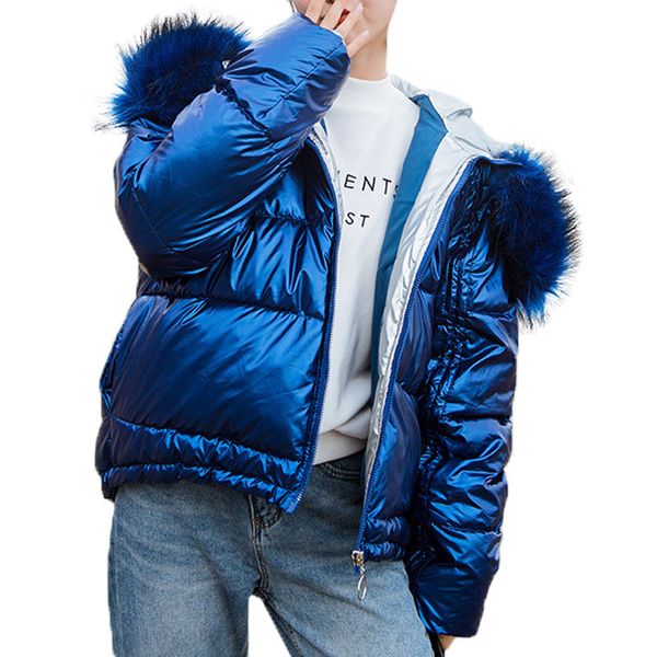 winter new short cotton women jacket hooded fur collar glossy bright two sides wear coat loose casual solid thick warm jackets, Black
winter new short cotton women jacket hooded fur collar glossy bright two sides wear coat loose casual solid thick warm jackets, Black