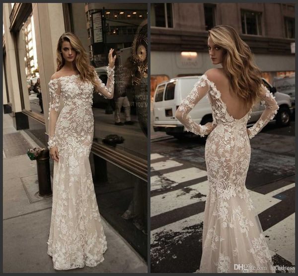 new berta 3d floral appliqued wedding dresses mermaid with long sleeves off shoulder backless trumpet bridal gowns lace wedding dress 747, White
new berta 3d floral appliqued wedding dresses mermaid with long sleeves off shoulder backless trumpet bridal gowns lace wedding dress 747, White