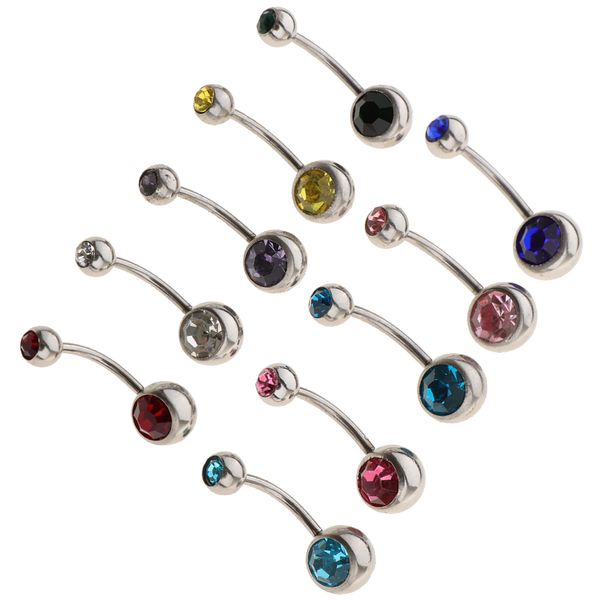 10pcs fashion multicolor crystal navel ring barbell women belly button rings - 18g, Slivery;golden
10pcs fashion multicolor crystal navel ring barbell women belly button rings - 18g, Slivery;golden