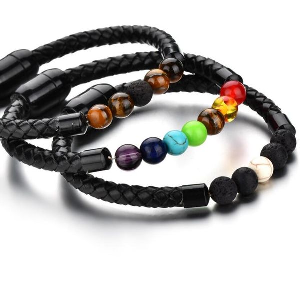 fashion- jewelry stainless steel bracelets natural lava stone pu leather beaded bracelets for men fashion, Black
fashion- jewelry stainless steel bracelets natural lava stone pu leather beaded bracelets for men fashion, Black