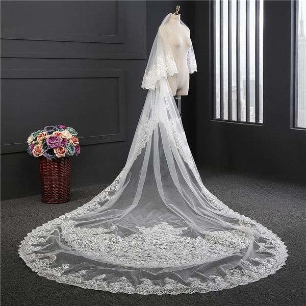 selling 3m long wedding veils two layers lace appliqued cathedral length bridal veils with comb custom made veu de noiva longo, Black
selling 3m long wedding veils two layers lace appliqued cathedral length bridal veils with comb custom made veu de noiva longo, Black