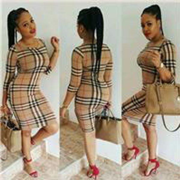 women pencil dress summer o neck three quarter sleeve plaid party work business fashion dresses clothing, Black;gray 
women pencil dress summer o neck three quarter sleeve plaid party work business fashion dresses clothing, Black;gray