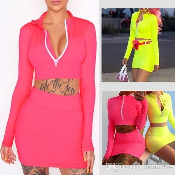 long sleeve crop + bodycon skirt deep-v zipper up short sweatshirt high waisted fluorescent skirts sets, White
long sleeve crop + bodycon skirt deep-v zipper up short sweatshirt high waisted fluorescent skirts sets, White