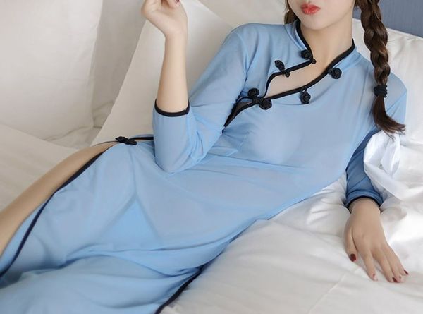 women lingerie role play students uniform half sleeve nightdress see-through cheongsam babydoll, Black;red
women lingerie role play students uniform half sleeve nightdress see-through cheongsam babydoll, Black;red